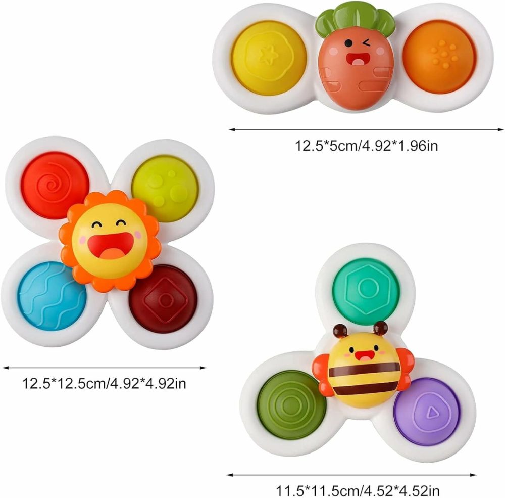 Suction Cup Spinner Toys: 3Pcs Kids Spinning Top Toys Baby Dimple Toy Sensory Toys Fidget Spinners Suction Cup Babies Bath Toys Gift Toys For Toddlers (3 Pcs)  |  Spinning Tops All Toys Spinning Tops