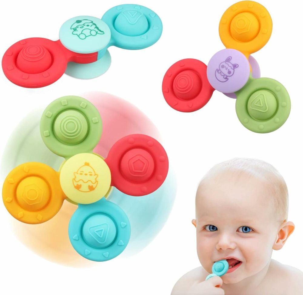 Suction Cup Spinner Toys – Baby Montessori Sensory Educational Learning Toy – Infant Bath Travel Activities Fidget Toy – Toddler Newborn Gifts For 6 9 12 18 Months 1 2 3 One Two Year Old Boys Girls  |  Bath Toys All Toys Bath Toys