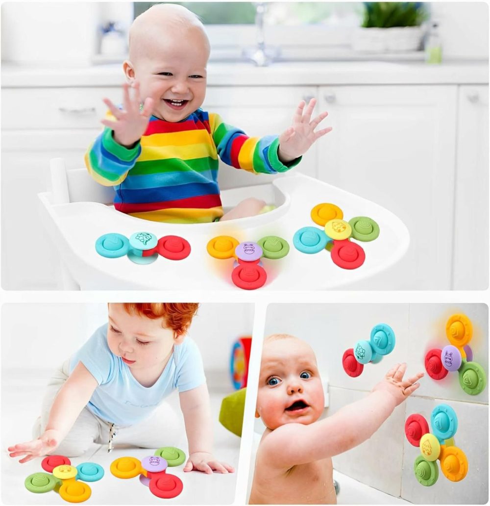 Suction Cup Spinner Toys – Baby Montessori Sensory Educational Learning Toy – Infant Bath Travel Activities Fidget Toy – Toddler Newborn Gifts For 6 9 12 18 Months 1 2 3 One Two Year Old Boys Girls  |  Bath Toys All Toys Bath Toys