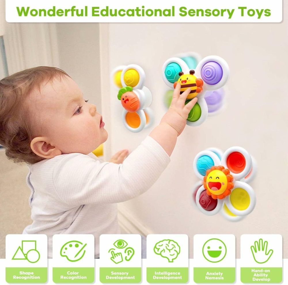 Suction Cup Spinner Toys For Baby  Sensory Toys Learning Toys For Toddlers 1-3  Baby Bath Toys For Babies 12-18 Months  1 2 3 Year Old Girl Boy Gifts Idea (3 Pcs)  |  Bath Toys All Toys Bath Toys