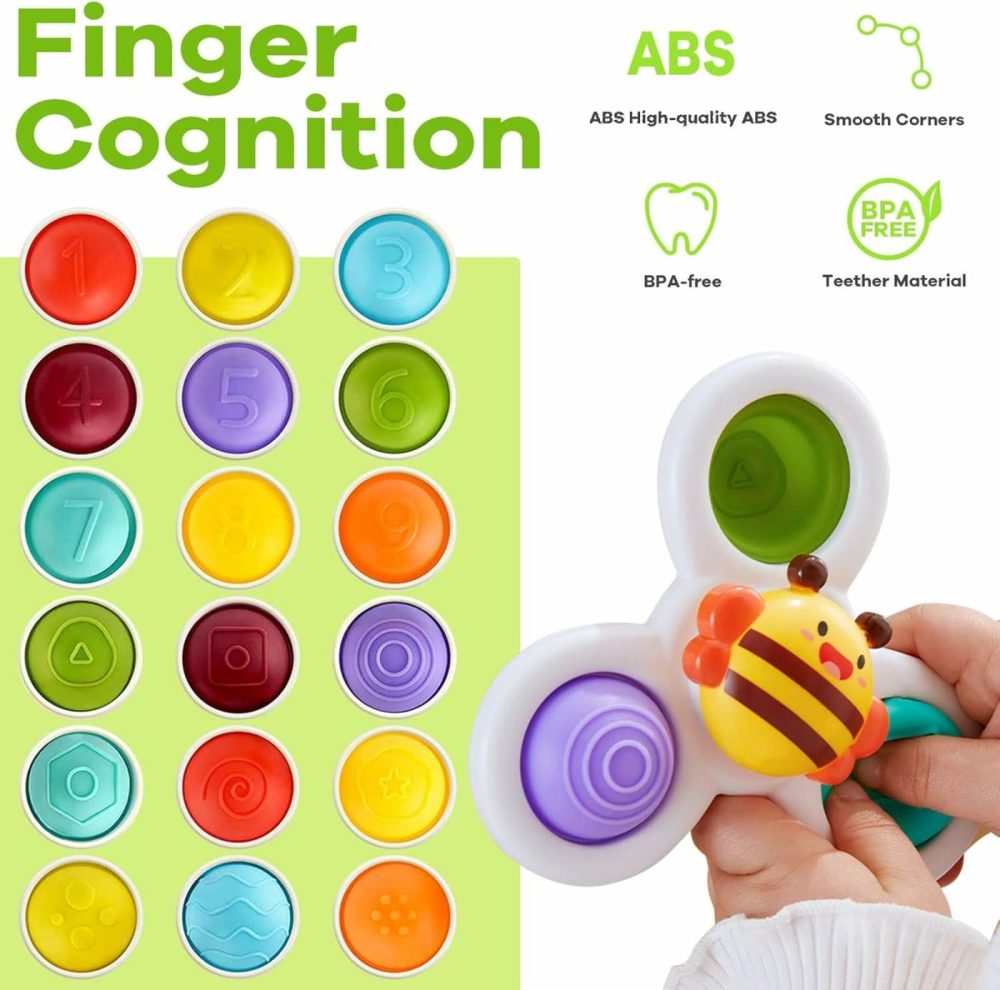 Suction Cup Spinner Toys For Baby  Sensory Toys Learning Toys For Toddlers 1-3  Baby Bath Toys For Babies 12-18 Months  1 2 3 Year Old Girl Boy Gifts Idea (3 Pcs)  |  Bath Toys All Toys Bath Toys