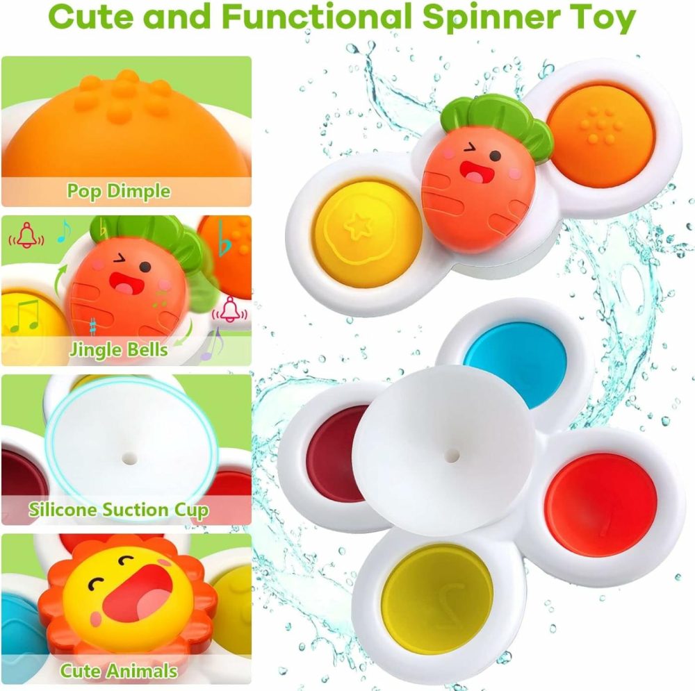 Suction Cup Spinner Toys For Baby  Sensory Toys Learning Toys For Toddlers 1-3  Baby Bath Toys For Babies 12-18 Months  1 2 3 Year Old Girl Boy Gifts Idea (3 Pcs)  |  Bath Toys All Toys Bath Toys