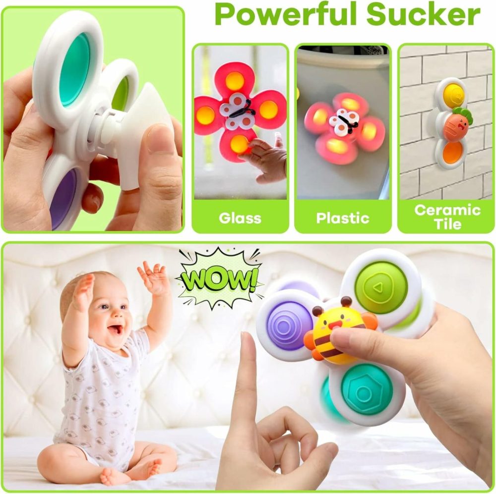 Suction Cup Spinner Toys For Baby  Sensory Toys Learning Toys For Toddlers 1-3  Baby Bath Toys For Babies 12-18 Months  1 2 3 Year Old Girl Boy Gifts Idea (3 Pcs)  |  Bath Toys All Toys Bath Toys