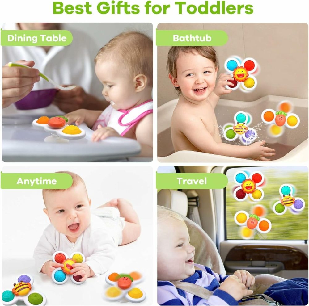 Suction Cup Spinner Toys For Baby  Sensory Toys Learning Toys For Toddlers 1-3  Baby Bath Toys For Babies 12-18 Months  1 2 3 Year Old Girl Boy Gifts Idea (3 Pcs)  |  Bath Toys All Toys Bath Toys