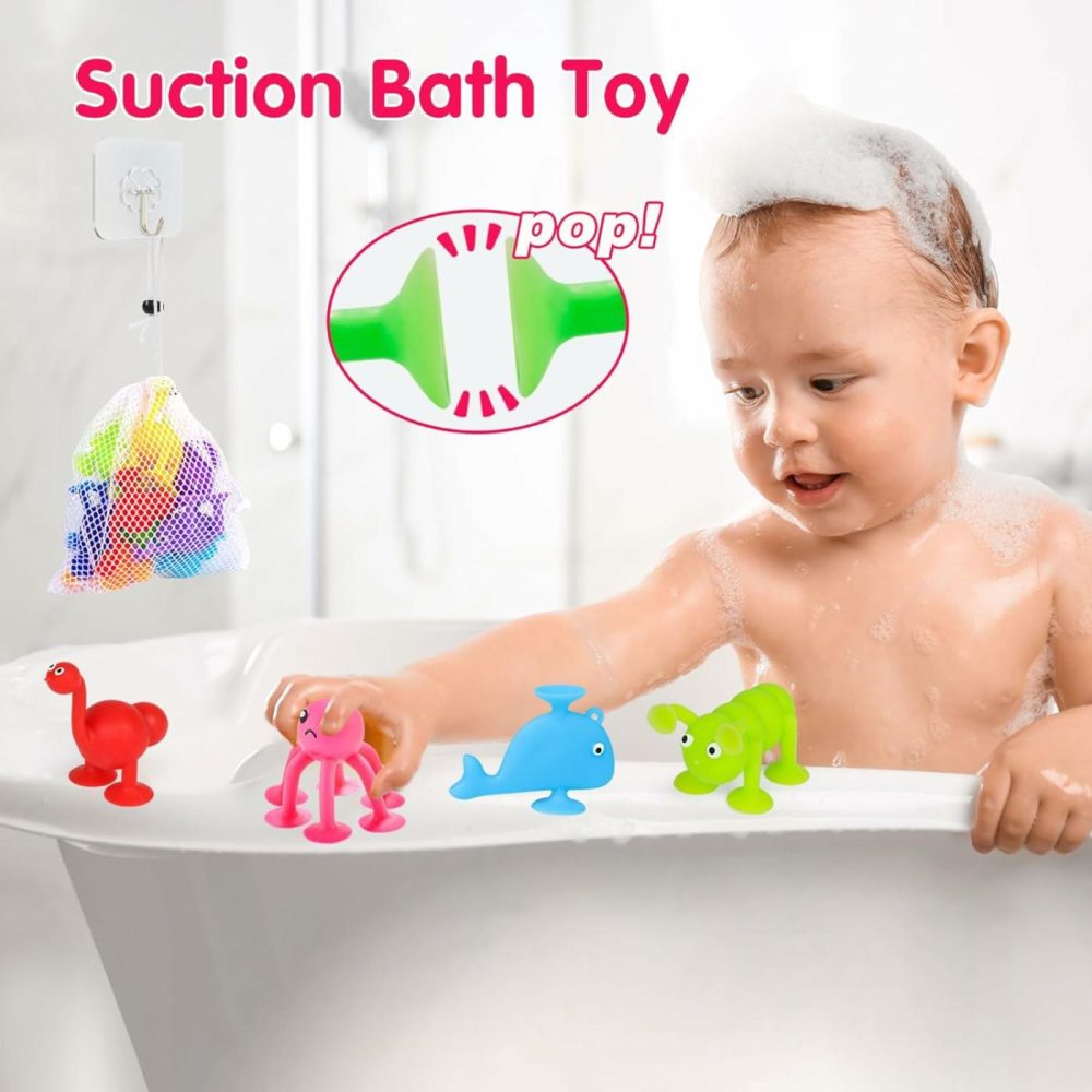 Suction Toy  Kids Bath Toy For Baby Aged 3 4 5 Years Old  10Pcs Animal Bath Sucker Toys For Toddler  Window Shower Toy With Mesh Bag Storage  Montessori Gift For Boys And Girls Age 6-8  |  Bath Toys All Toys Bath Toys