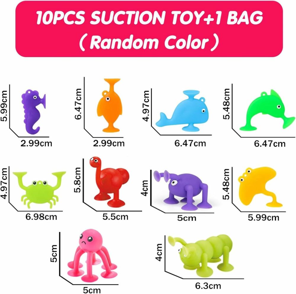 Suction Toy  Kids Bath Toy For Baby Aged 3 4 5 Years Old  10Pcs Animal Bath Sucker Toys For Toddler  Window Shower Toy With Mesh Bag Storage  Montessori Gift For Boys And Girls Age 6-8  |  Bath Toys All Toys Bath Toys