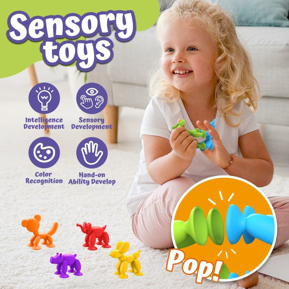 Suction Toys – Bath Toys For Kids Ages 3-8 ，Trave Toys For Toddlers 3 4 5 6 7 8 Years Old – Birthday Chtistmas Gifts – Suction Cup Sensory Window Toys (6Pcs)  |  Bath Toys All Toys Bath Toys