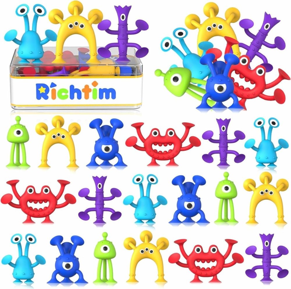 Suction Toys Kids Bath Toys: 24 Pcs Kids Sensory Suction Toys No Hole Bath Toys  Great Suction Fidget Toys Windows Travel Airplane Suction Cup Toy For Babies Girls  |  Bath Toys All Toys Bath Toys