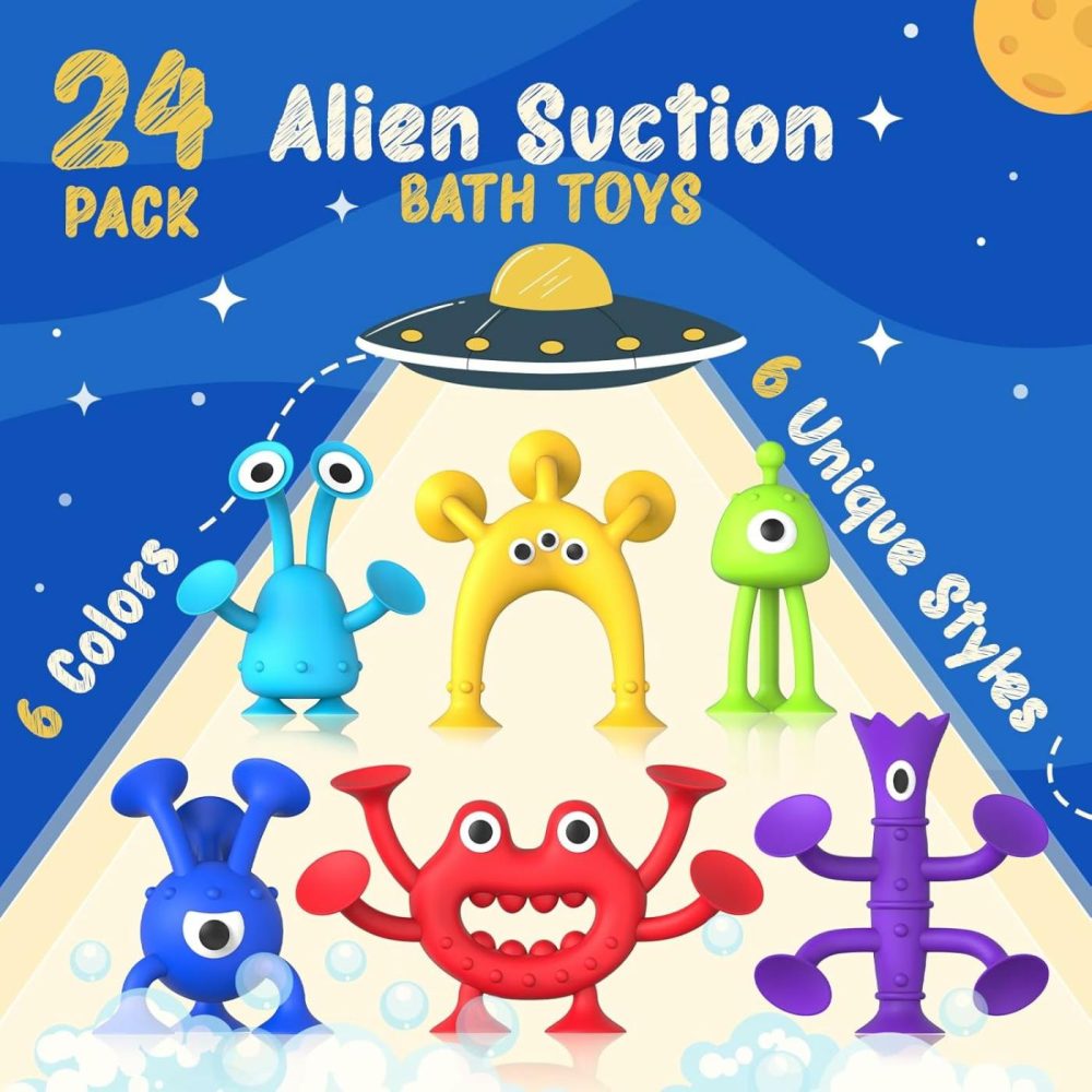 Suction Toys Kids Bath Toys: 24 Pcs Kids Sensory Suction Toys No Hole Bath Toys  Great Suction Fidget Toys Windows Travel Airplane Suction Cup Toy For Babies Girls  |  Bath Toys All Toys Bath Toys