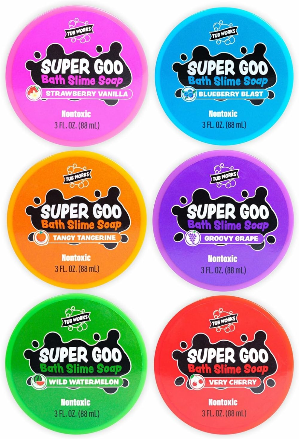 Super Goo Bath Slime Kids Soap Bath Toy  6 Pack | Stretchy  Squishy Slime Soap For Kids Bath | Fresh  Fruity Scents | Nontoxic | Sensory Fun Kids & Toddler Bath Toys  |  Bath Toys All Toys Bath Toys