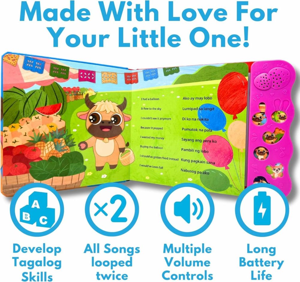 Tagalog Books For Kids Vol. 1  Children’s Songs From The Philippines  Filipino Children’s Book  Songs In Tagalog & English For Kids  Children  Girls  Boys & Babies  |  Musical Toys All Toys