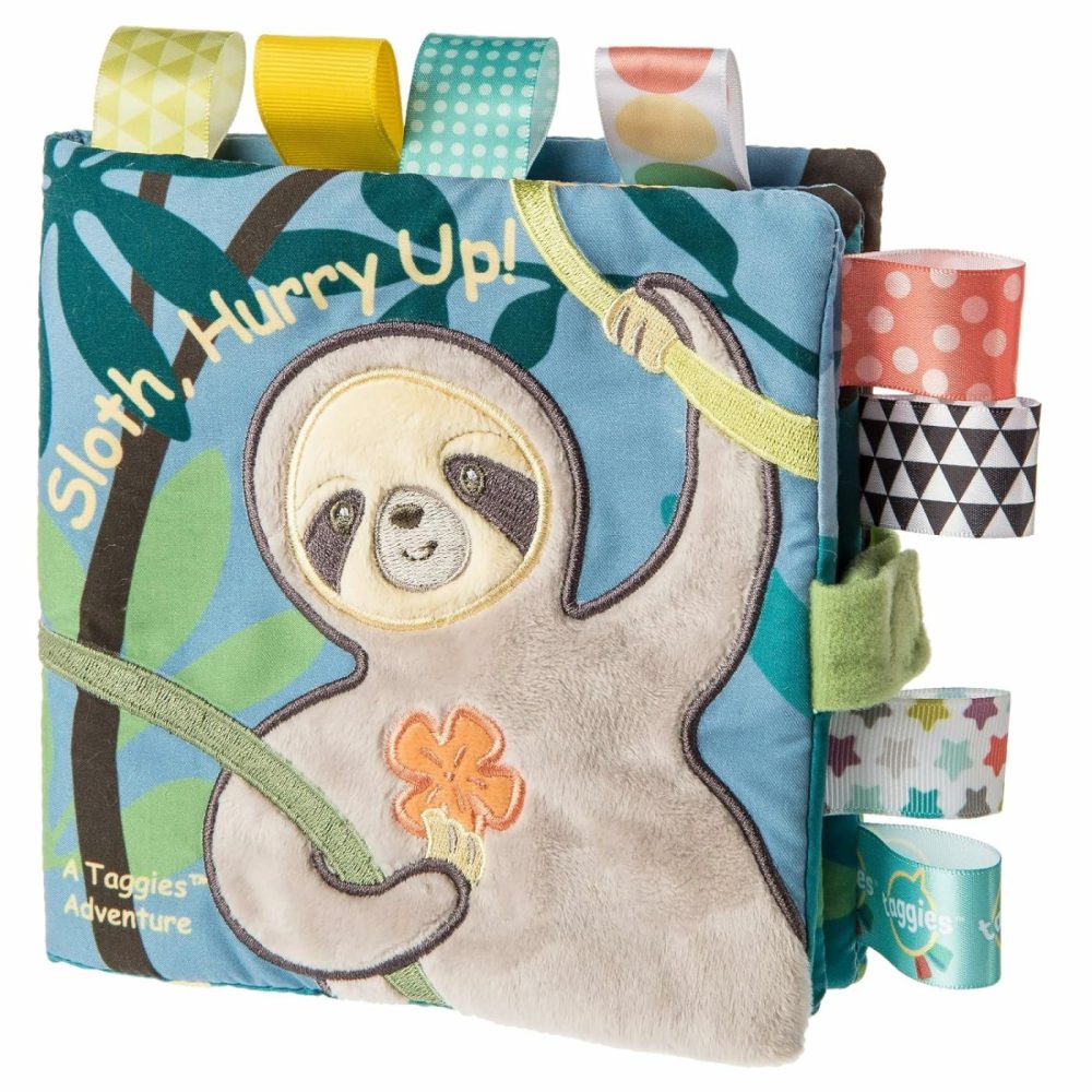 Taggies Touch & Feel Soft Cloth Book With Crinkle Paper & Squeaker  Molasses Sloth  |  Teethers All Toys Teethers