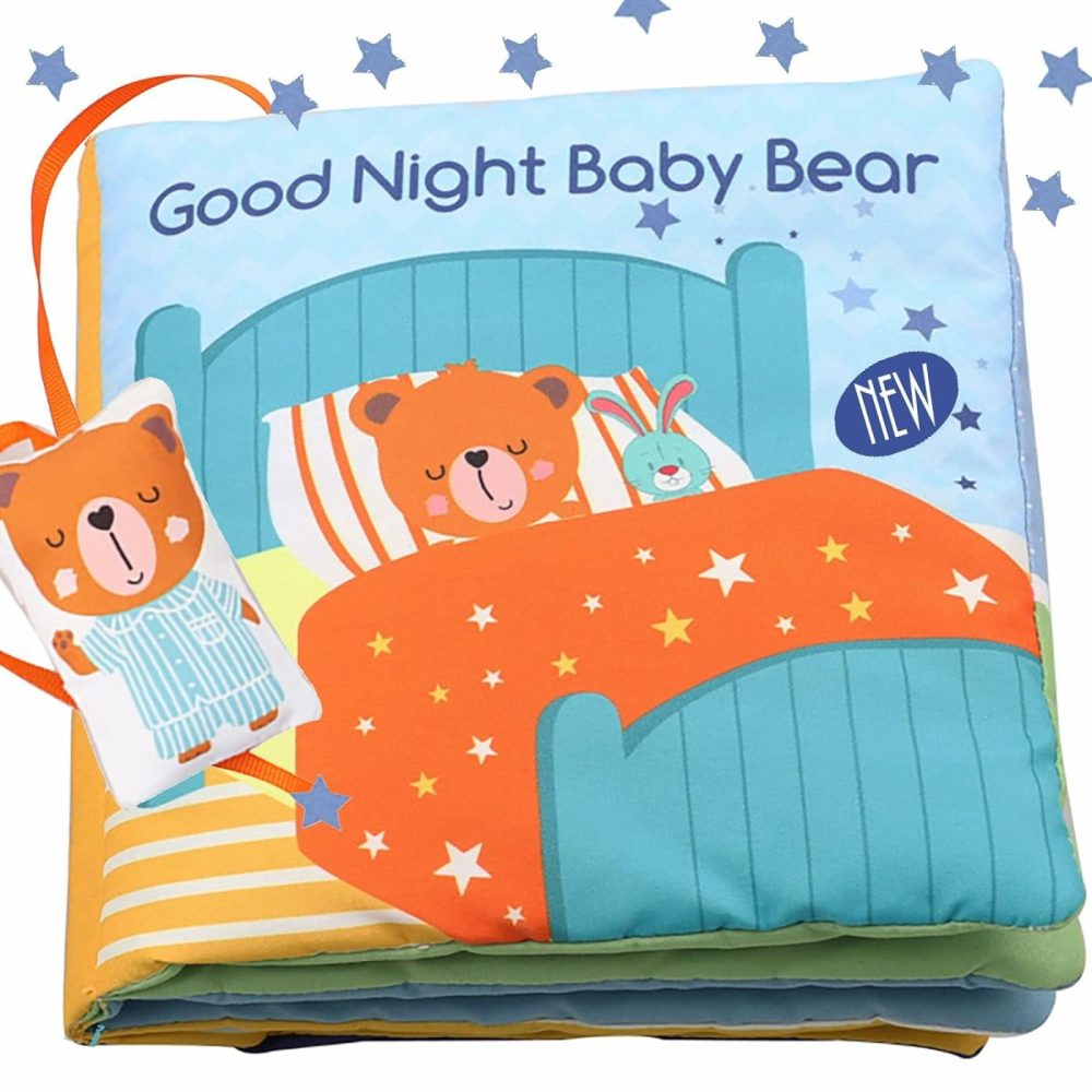 Teddy Soft Baby Book Activity Quiet Cloth Books Developmental Toys,Interactive Baby Books For Babies Toddlers Infants Kids,Baby Boy Girls Machine Washable Toys Fabric Soft Book Goodnight Gift Box  |  Early Childhood Education Materials All Toys Early Childhood Education Materials