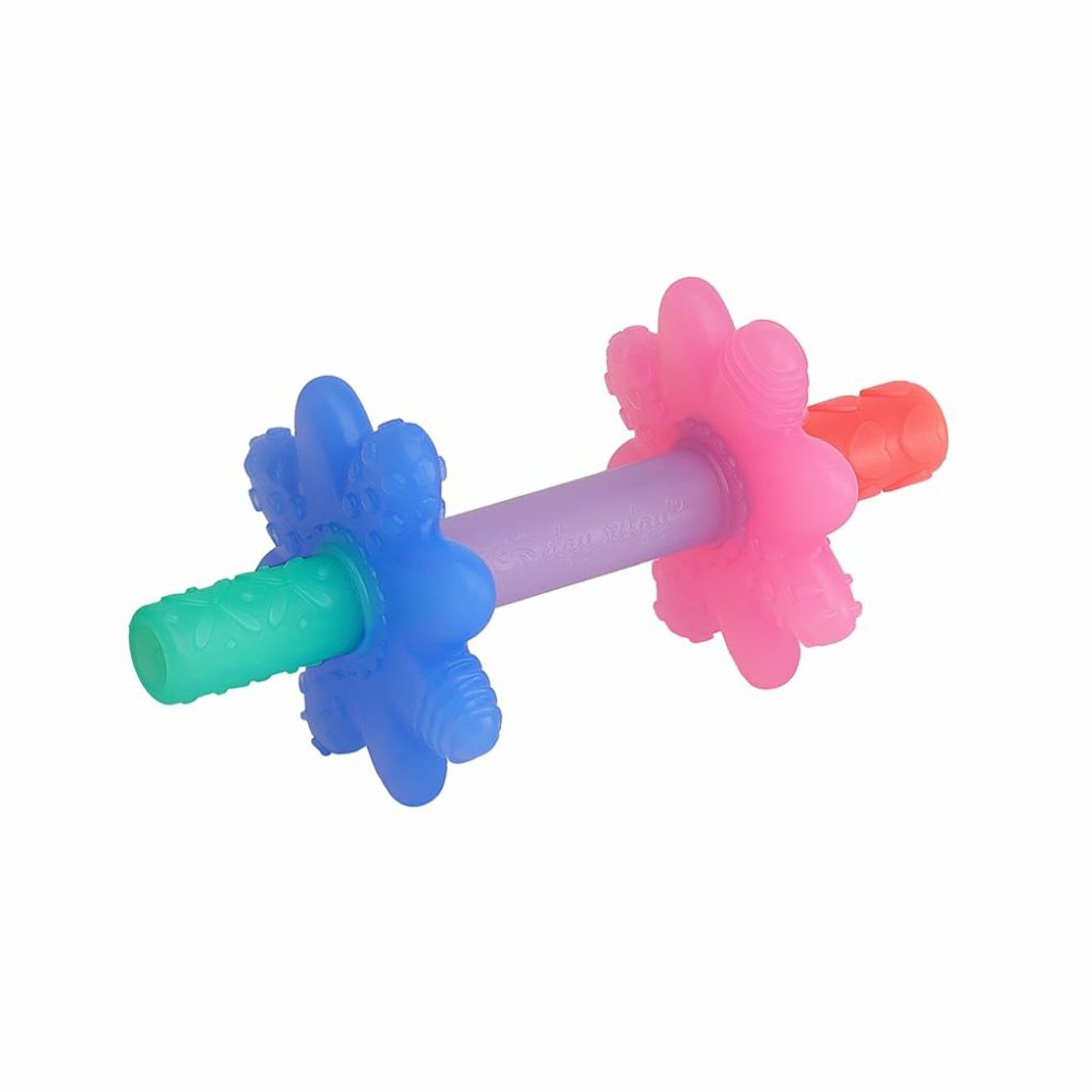 Teensy Tube Teether; Textured Hollow Baby Teething Tube That Reaches Front Teeth & Back Molars  Made Of Soft Silicone (Pink Rainbow)  |  Teethers All Toys Pink Rainbow