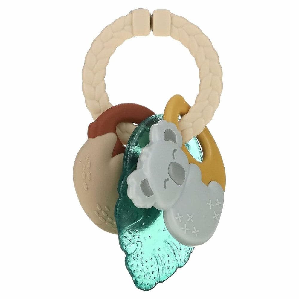 Teething Keys – Feature A Braided Texture Ring & Keys With Mixed Textures  Includes A Water-Filled Leaf  Silicone Sloth & Koala Teether Toy  Tropical  |  Teethers All Toys Teethers