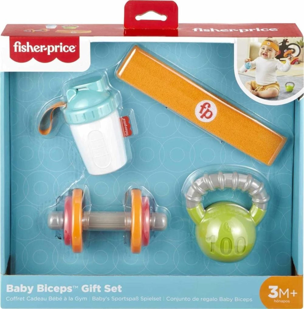 Teething & Rattle Toys Baby Biceps Gift Set  Gym-Themed For Infant Fine Motor & Sensory Play  4 Pieces  |  Teethers All Toys Baby Biceps