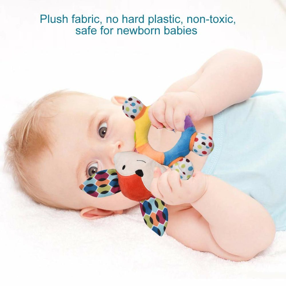 Teething Rattle Toys  Infant Girl Boy Learning Toy Newborn Soft Handbell Grab Shaker Crinkle Squeaky Sensory Travel Accessories For 0 3 6 9 12 Months Old  |  Rattles & Plush Rings All Toys Multicolor