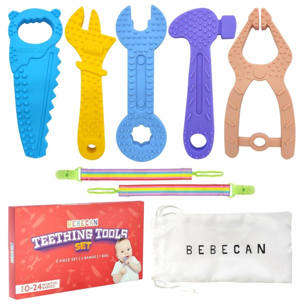 Teething Tools Teether For Baby – 5 Premium Food-Grade Silicone Baby Boy Teething Toys  2 Straps For Safety And Travel Bag Baby Tool Toys Provide Soothing Relief And Healthy Development.  |  Teethers All Toys Teethers