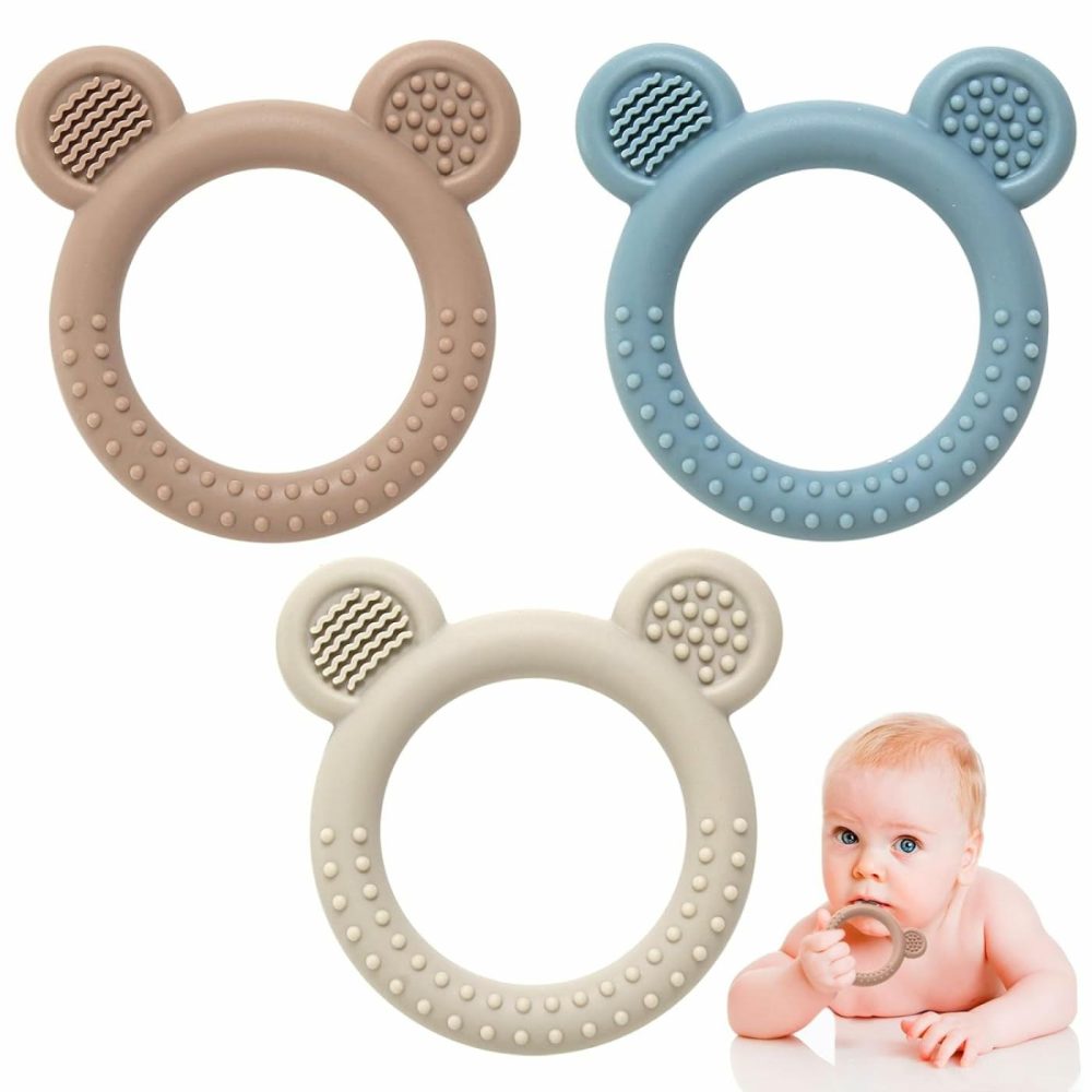 Teething Toys For Babies 0-6 Months  3 Pack Silicone Baby Toys 6 To 12 Months  Bpa Free Soft Textured Teething Relief Soothing Sore Gums Baby Essentials  |  Teethers All Toys Teethers