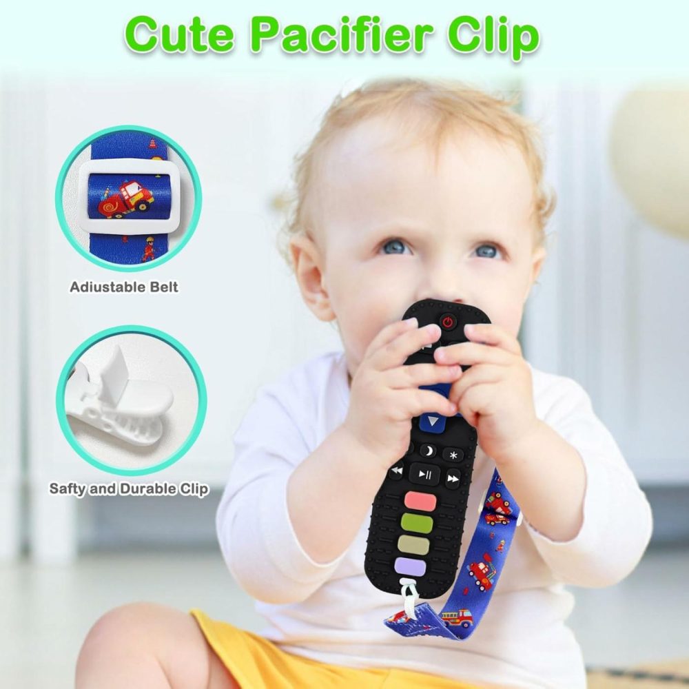 Teething Toys For Babies 0-6 Months 6-12 Months  Baby Teething Remote Control Teether Toys  Cell Phone Teether For Babies  Chew Toy For Baby  Silicone Sensory Baby Teethers Toys – Black  |  Teethers All Toys Remote Black+Phone Black