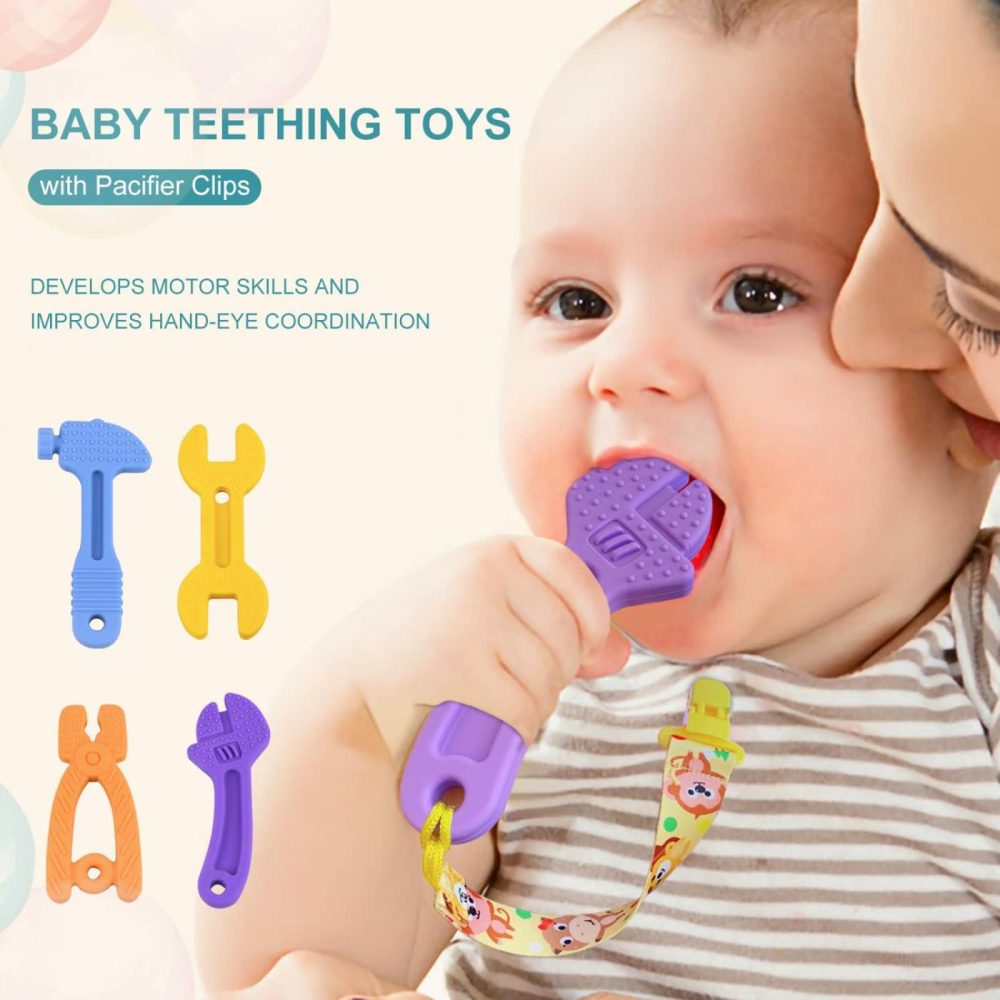 Teething Toys For Babies 0-6 Months 6-12 Months  Baby Teething Toys  Silicone Baby Teether Toys  Baby Chew Toys  Molar Teether  Hammer Wrench Spanner Pliers Shape Teething Toys For Boys Girls  |  Teethers All Toys Teethers