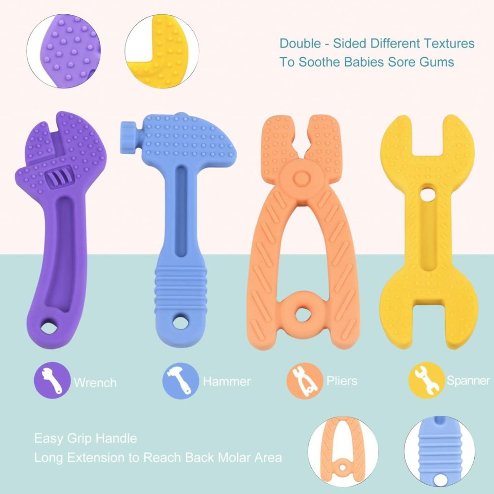 Teething Toys For Babies 0-6 Months 6-12 Months  Baby Teething Toys  Silicone Baby Teether Toys  Baby Chew Toys  Molar Teether  Hammer Wrench Spanner Pliers Shape Teething Toys For Boys Girls  |  Teethers All Toys Teethers