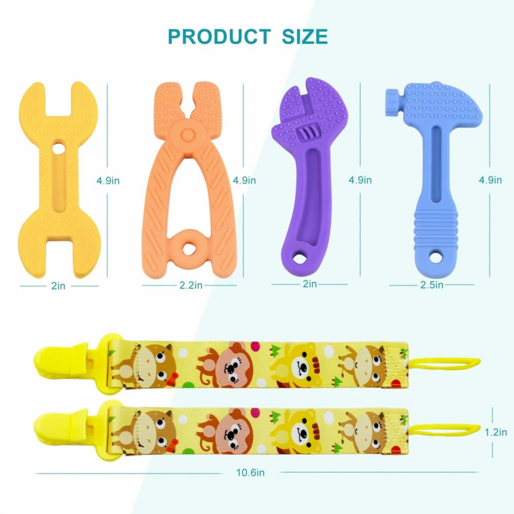 Teething Toys For Babies 0-6 Months 6-12 Months  Baby Teething Toys  Silicone Baby Teether Toys  Baby Chew Toys  Molar Teether  Hammer Wrench Spanner Pliers Shape Teething Toys For Boys Girls  |  Teethers All Toys Teethers