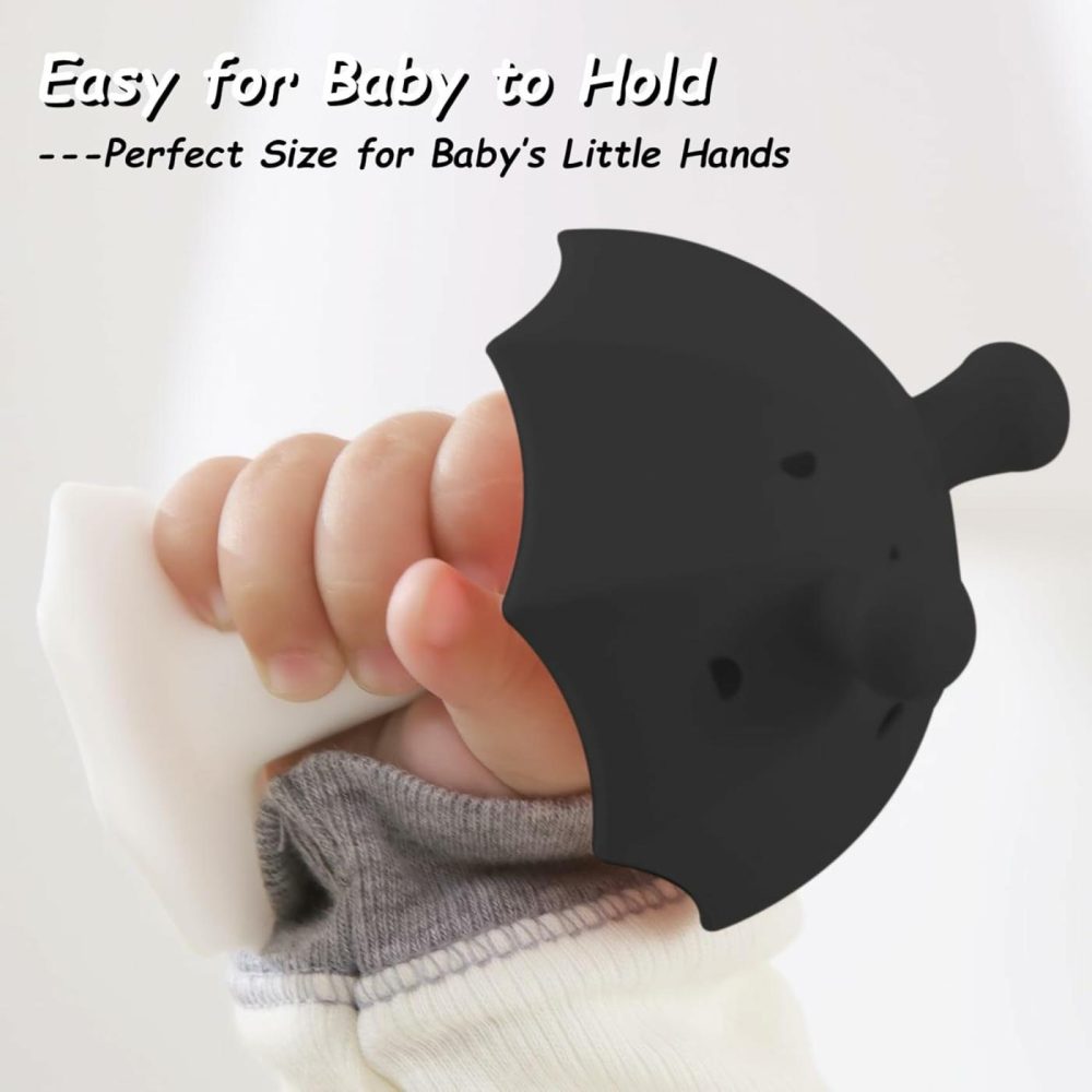 Teething Toys For Babies 0-6 Months   Umbrella Baby Teether With Suction Base 6-12 Months 12-24 Months  Silicone Black And White Baby Toys  High Contrast Baby Toys For Newborn  Bpa Free  Black  |  Teethers All Toys Black