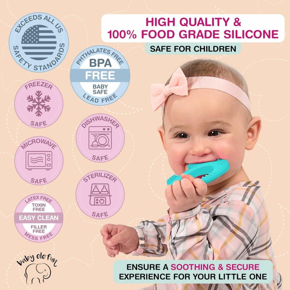 Teething Toys For Babies Age 0 To 12 Months –  5X Pain Relief Smart Teether – Zero Developmental Delay Silicone Baby Teething Toy Ring – Cute Infant Shower Gift Chew Toy For Babies  |  Teethers All Toys 0-6 Turquoise