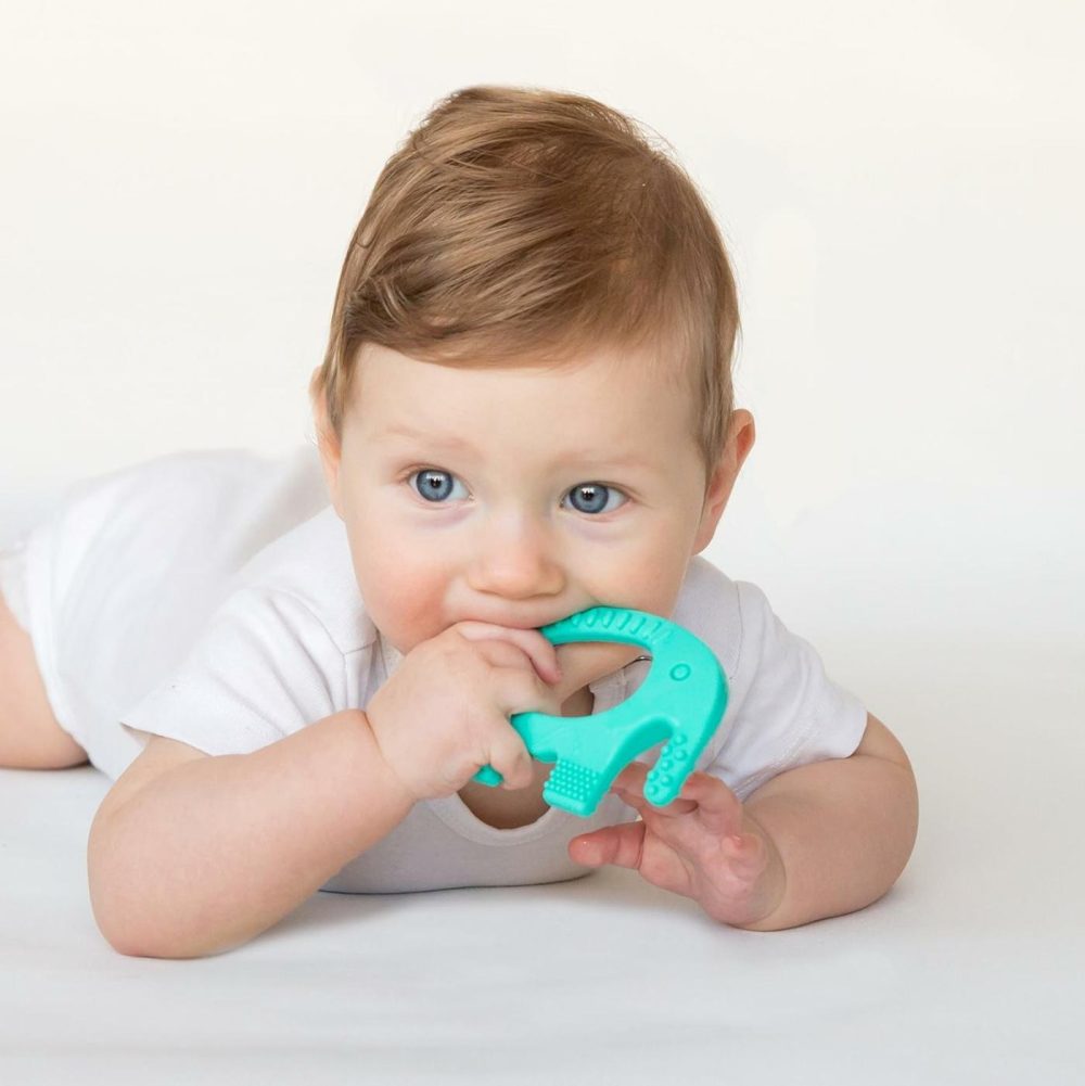 Teething Toys For Babies Age 0 To 12 Months –  5X Pain Relief Smart Teether – Zero Developmental Delay Silicone Baby Teething Toy Ring – Cute Infant Shower Gift Chew Toy For Babies  |  Teethers All Toys 0-6 Turquoise