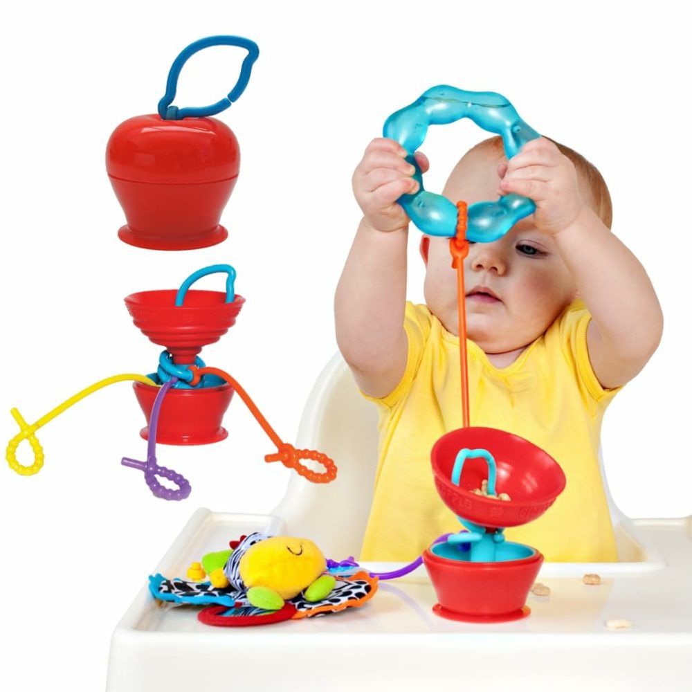 The Baby Suction Cup Toys Holder For High Chair Toys  Stroller Toys And Teething Toys For Babies 6-12 Months. One Of Your Baby Must Haves!  |  Teethers All Toys Red