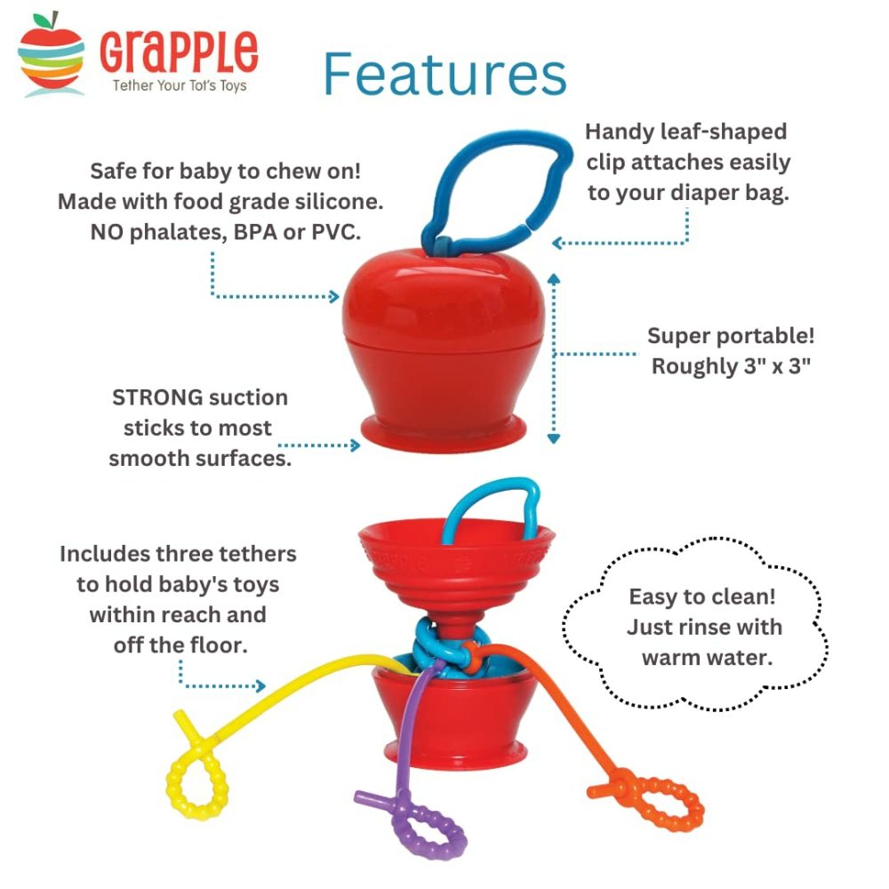 The Baby Suction Cup Toys Holder For High Chair Toys  Stroller Toys And Teething Toys For Babies 6-12 Months. One Of Your Baby Must Haves!  |  Teethers All Toys Red