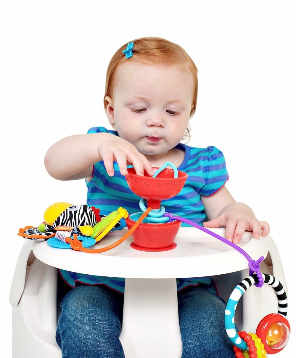 The Baby Suction Cup Toys Holder For High Chair Toys  Stroller Toys And Teething Toys For Babies 6-12 Months. One Of Your Baby Must Haves!  |  Teethers All Toys Red