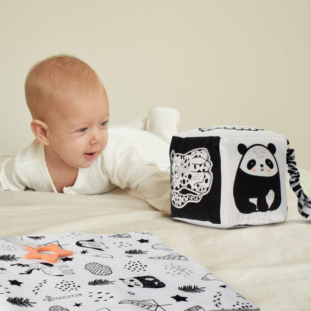 The Ultimate Tummy Time Toys Set Of 3 – Soft High Contrast Book  Toy Block  Crinkle Paper And Teether – Stimulating Black & White Sensory Development Toys For Newborns & Infants 0-3  0-6 Months  |  Rattles & Plush Rings All Toys Rattles & Plush Rings