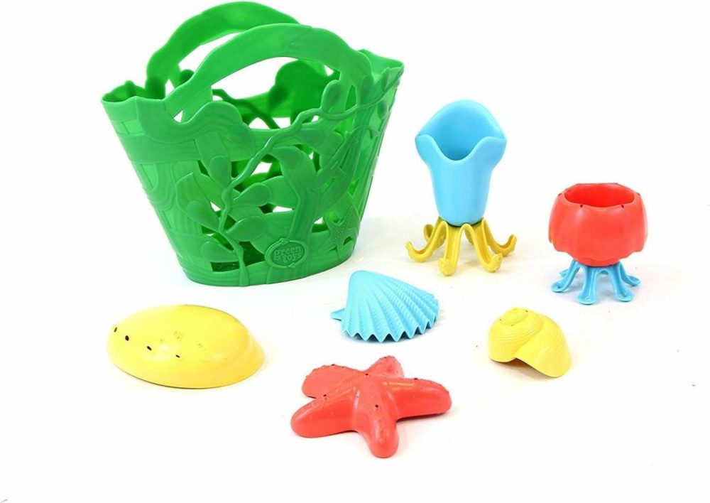 Tide Pool Bath Set – 7 Piece Pretend Play  Motor Skills  Kids Bath Toy Floating Pouring Shells With Storage Bag. No Bpa  Phthalates  Pvc. Dishwasher Safe  Recycled Plastic  Made In Usa.  |  Bath Toys All Toys Bath Toys