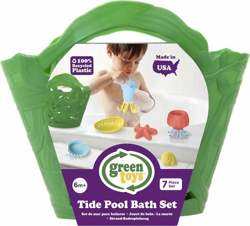 Tide Pool Bath Set – 7 Piece Pretend Play  Motor Skills  Kids Bath Toy Floating Pouring Shells With Storage Bag. No Bpa  Phthalates  Pvc. Dishwasher Safe  Recycled Plastic  Made In Usa.  |  Bath Toys All Toys Bath Toys