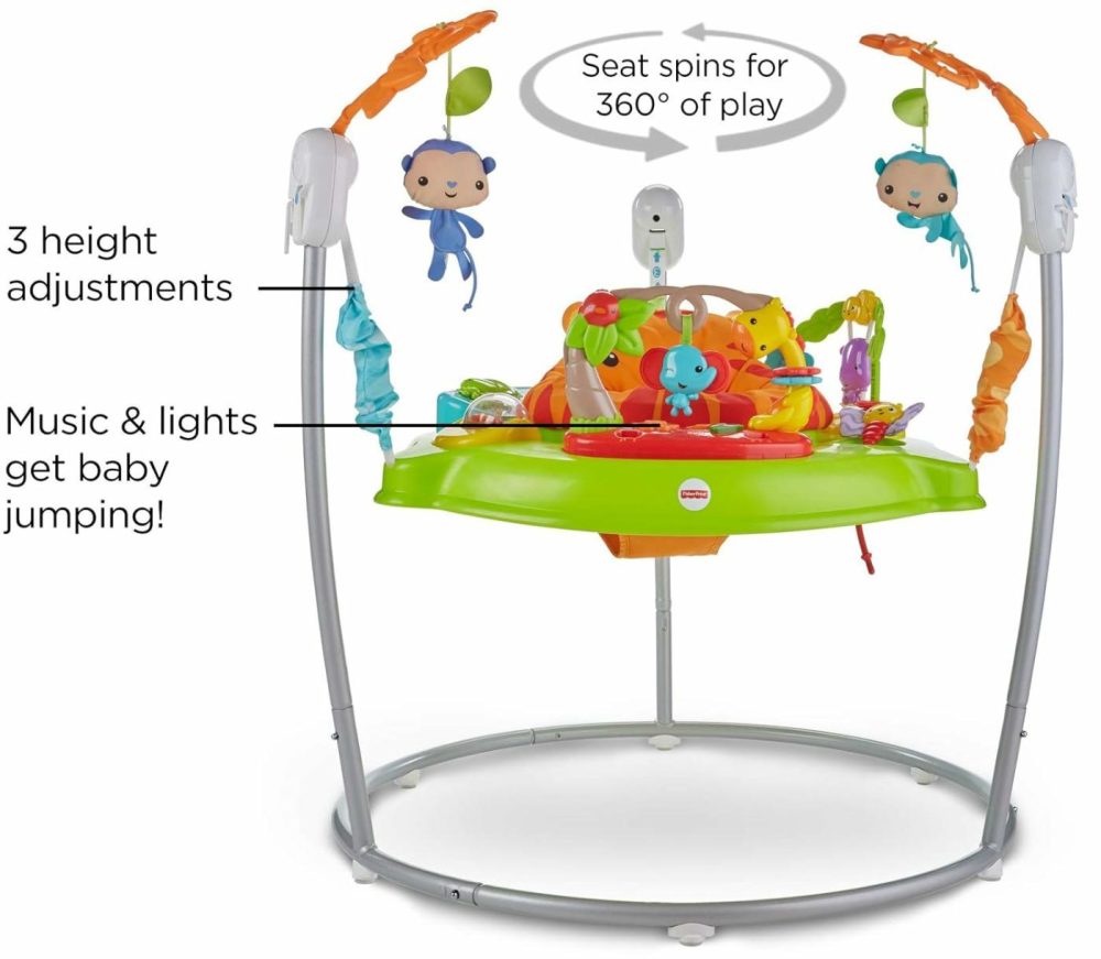 Tiger Time Jumperoo Baby Bouncer Activity Center With 360-Degree Rotating Seat  3 Adjustable Height Settings  Music  Lights And Sounds  |  Activity Centers Activity Centers Activity Centers