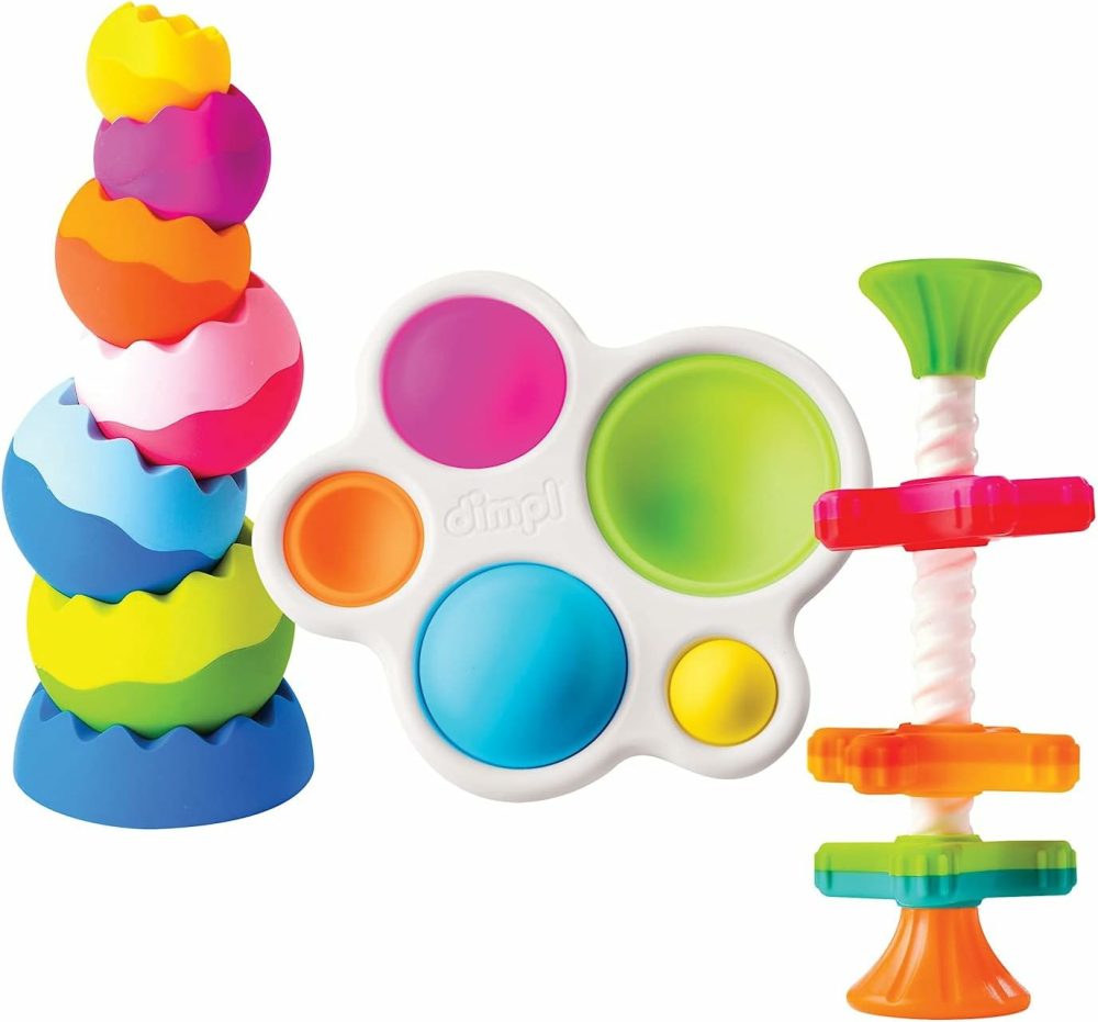 Tobbles  Mini Spinny  Dimpl Bundle – 9-Piece Stacking Toys  Spinning Toy  Popper Toy Combo  Baby Toys Activity Set  |  Sorting & Stacking Toys All Toys Sorting & Stacking Toys