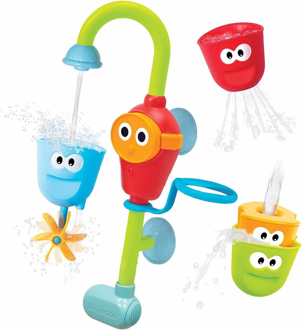 Toddler And Baby Bath Toy (Ages 1-3): Flow N Fill Spout-3 Stackable Play Cups – Battery Operated Moveable Hose Toy And Tumblers With Multiple Play Aspects – Make Bath Time Maigcal (No Mold)  |  Bath Toys All Toys Bath Toys