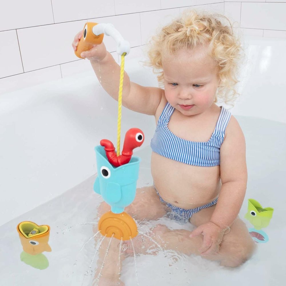 Toddler Baby Bath Magnetic Fishing Game Toy With Water Effects (Ages 2+) Includes 3 Moving Fish  Worm & Fishing Pole (4Pc) Floating Fish Playset For Bath Time Or Pool (Mold Free)  |  Bath Toys All Toys Bath Toys