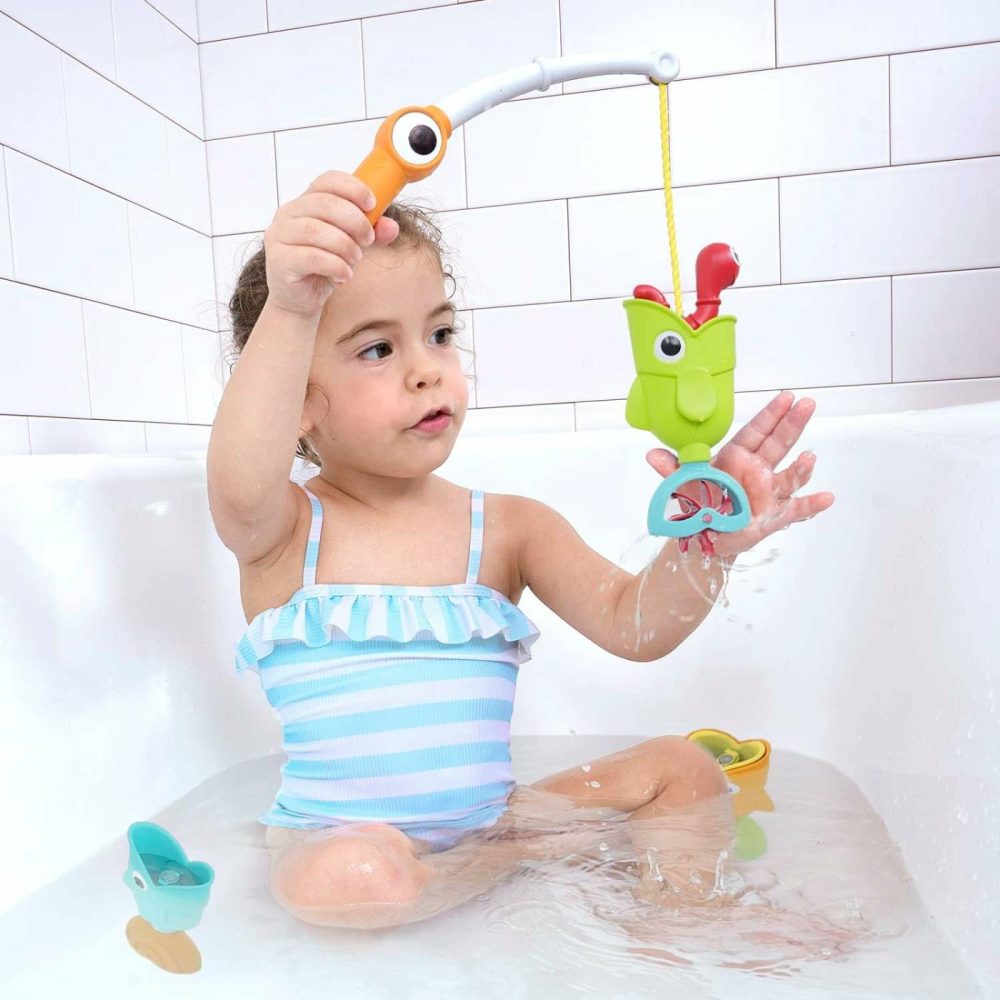 Toddler Baby Bath Magnetic Fishing Game Toy With Water Effects (Ages 2+) Includes 3 Moving Fish  Worm & Fishing Pole (4Pc) Floating Fish Playset For Bath Time Or Pool (Mold Free)  |  Bath Toys All Toys Bath Toys