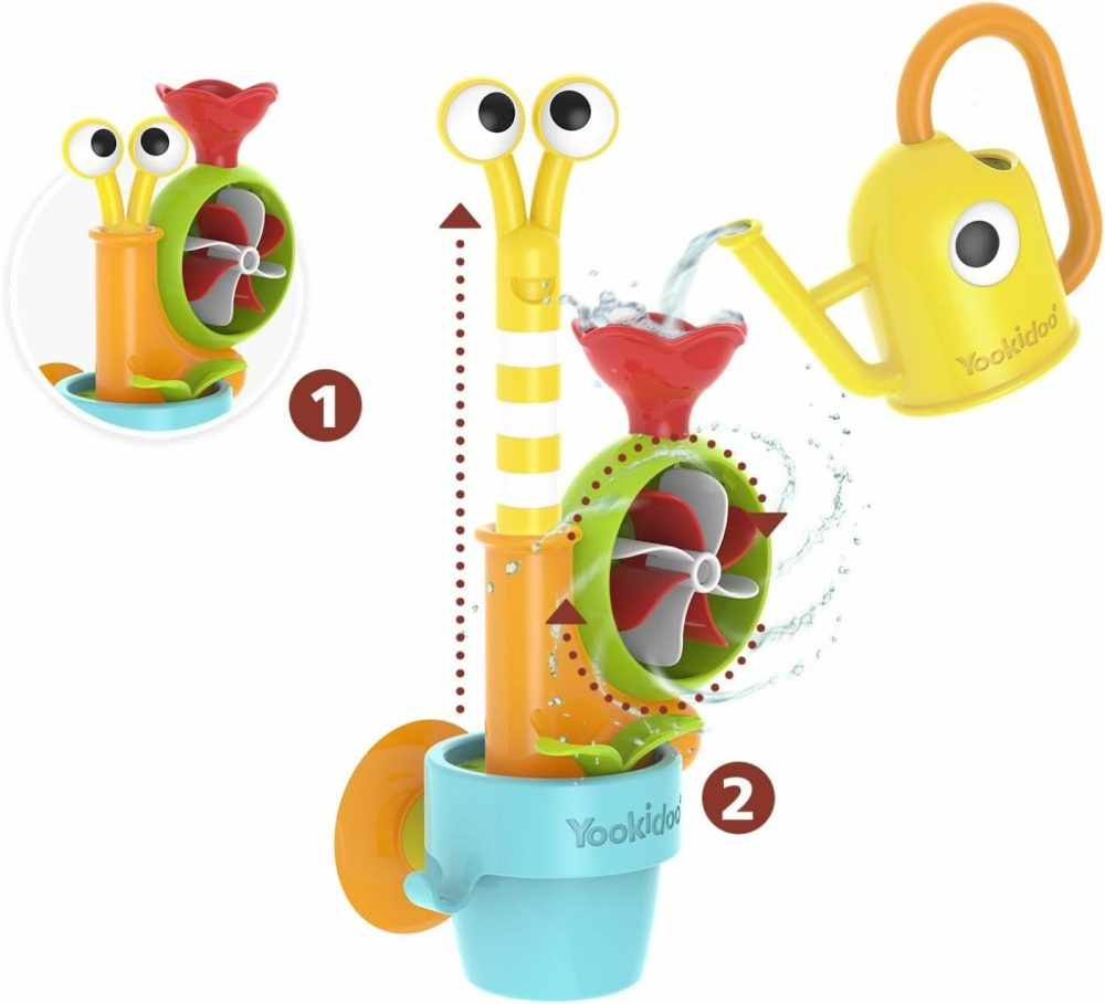 Toddler Baby Bath Toy (Ages 1-3) Garden Adventure Set Bundle: Snail & Flower With Watering Can (Mold Free) Attach To Any Tub Or Shower Fun For Bath Time – Great For Boys,Girls,& Kids  |  Bath Toys All Toys Bath Toys