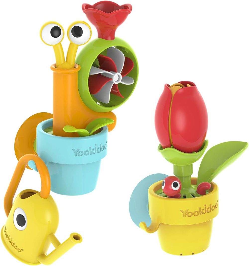 Toddler Baby Bath Toy (Ages 1-3) Garden Adventure Set Bundle: Snail & Flower With Watering Can (Mold Free) Attach To Any Tub Or Shower Fun For Bath Time – Great For Boys,Girls,& Kids  |  Bath Toys All Toys Bath Toys