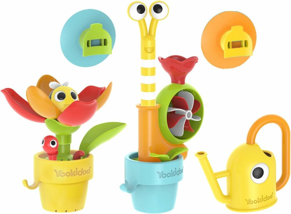 Toddler Baby Bath Toy (Ages 1-3) Garden Adventure Set Bundle: Snail & Flower With Watering Can (Mold Free) Attach To Any Tub Or Shower Fun For Bath Time – Great For Boys,Girls,& Kids  |  Bath Toys All Toys Bath Toys