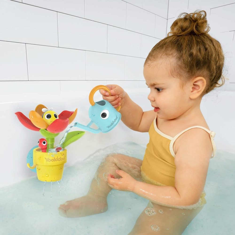 Toddler Baby Bath Toy (Ages 1-3) Pop-Up Bee Flower Sprinkler – Garden Adventure Set With Watering Can (Mold Free) Attach To Any Tub Or Shower Fun For Bath Time – Great For Boys,Girls,& Kids  |  Bath Toys All Toys Bath Toys