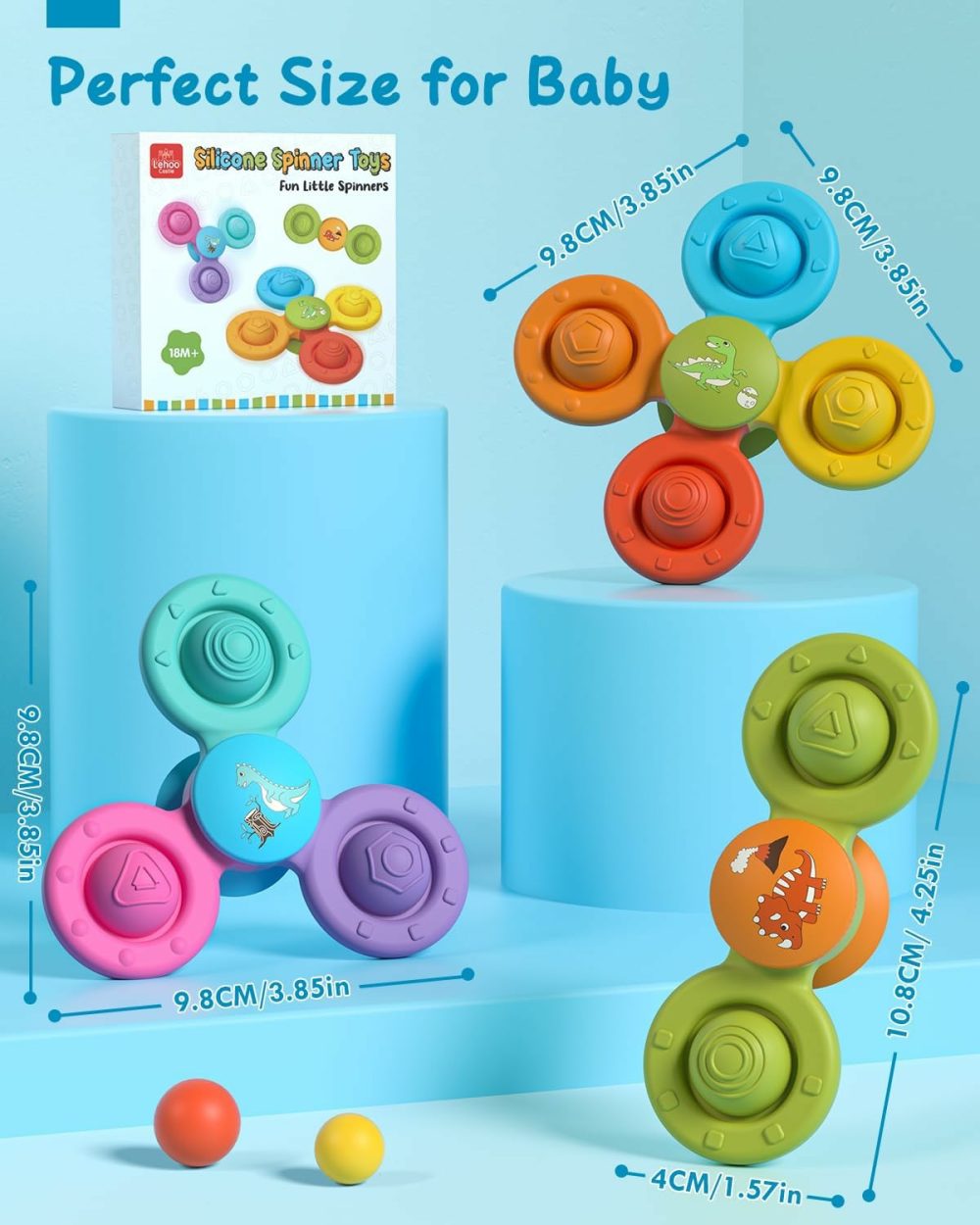 Toddler Bath Toys  3 Pcs Silicone Suction Cup Spinner Toys  Baby Toys For 1+ Year Old  Spinners For Babies  Toys For 1 Year Old  Sensory Toys For Toddlers 1-3  |  Bath Toys All Toys Bath Toys