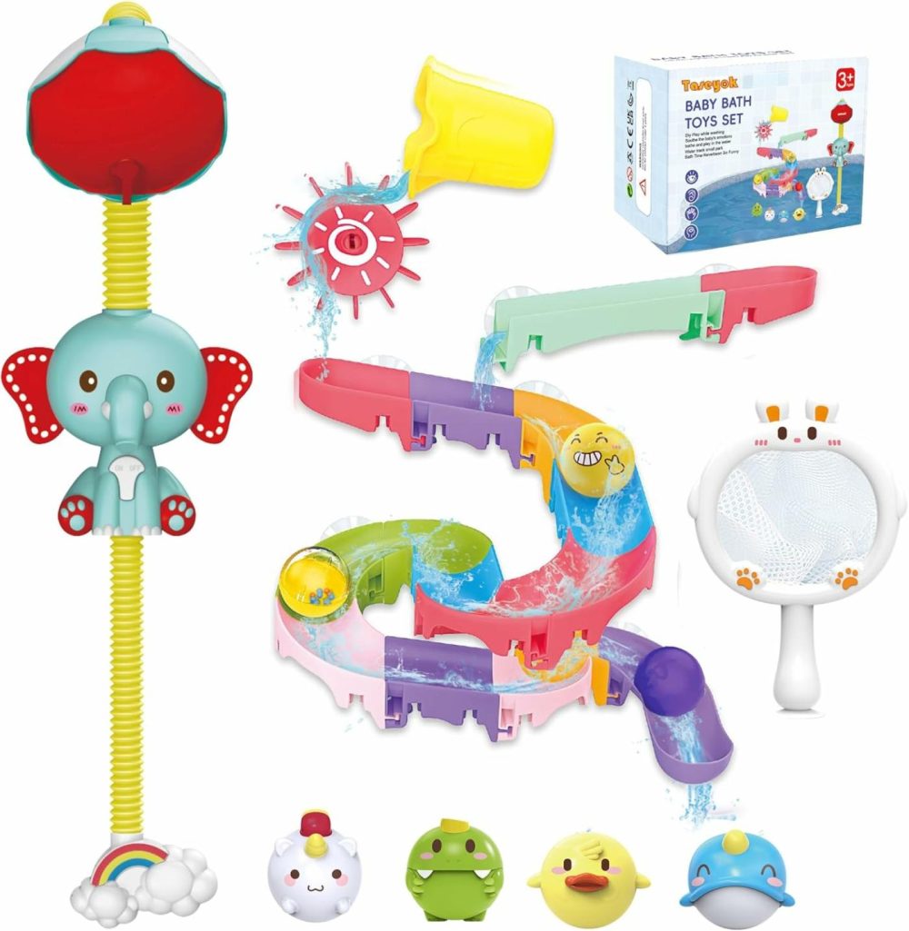 Toddler Bath Toys  Baby Bathtub Toys With Elephant Shower Sprays And Slide Track  Fishing Floating Animals Toys  Creative Shower Toys Christmas Birthday Gifts For Boys And Girls  |  Bath Toys All Toys Bath Toys