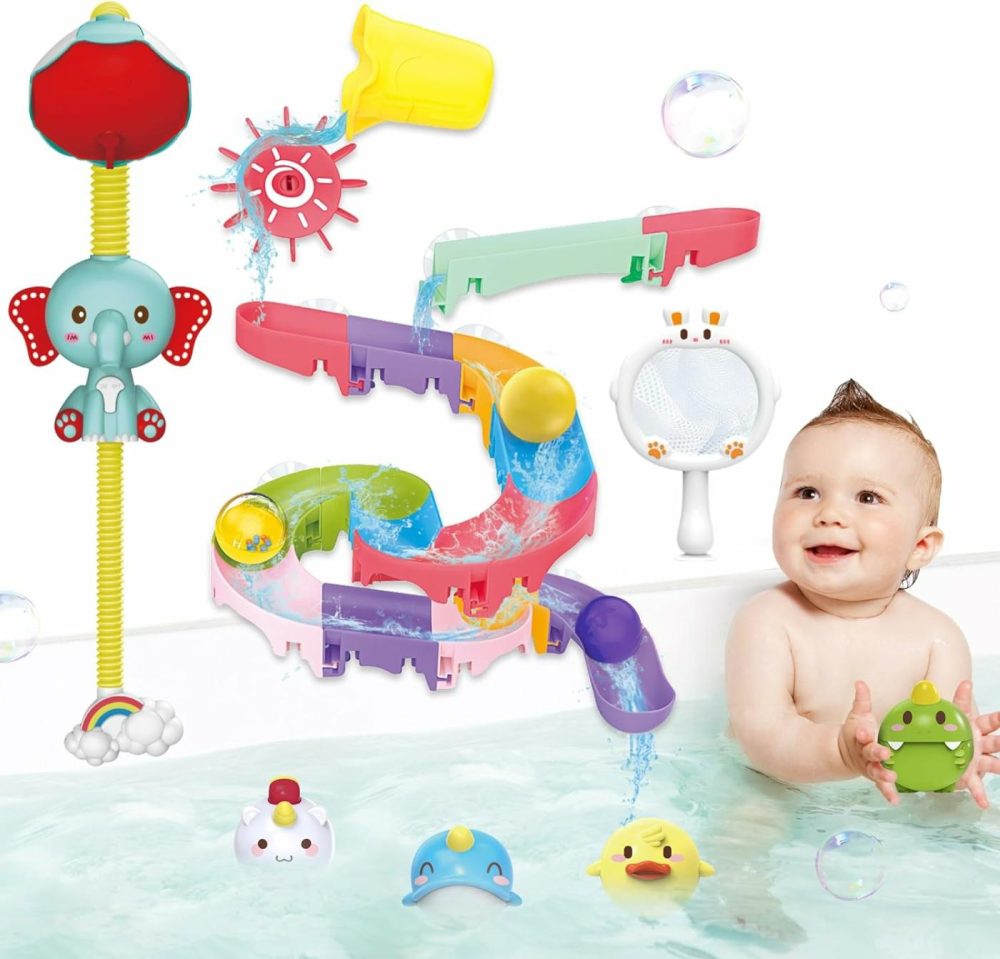 Toddler Bath Toys  Baby Bathtub Toys With Elephant Shower Sprays And Slide Track  Fishing Floating Animals Toys  Creative Shower Toys Christmas Birthday Gifts For Boys And Girls  |  Bath Toys All Toys Bath Toys