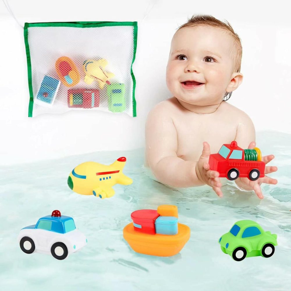 Toddler Bath Toys Bathtub Toy – Kids Floating Water Spray Toy Fun Bathtime With Boat  Plice Car,Fire Truck And Plane Plastic Toy For Baby Boys And Girls  |  Bath Toys All Toys Bath Toys