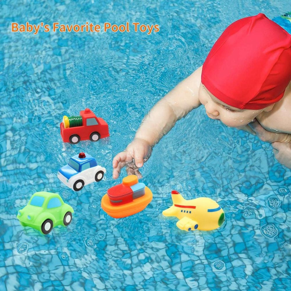 Toddler Bath Toys Bathtub Toy – Kids Floating Water Spray Toy Fun Bathtime With Boat  Plice Car,Fire Truck And Plane Plastic Toy For Baby Boys And Girls  |  Bath Toys All Toys Bath Toys